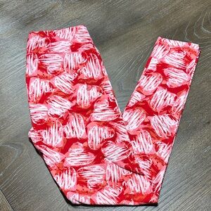 LuLaRoe Women’s Leggings in Red, Pink and White Hearts